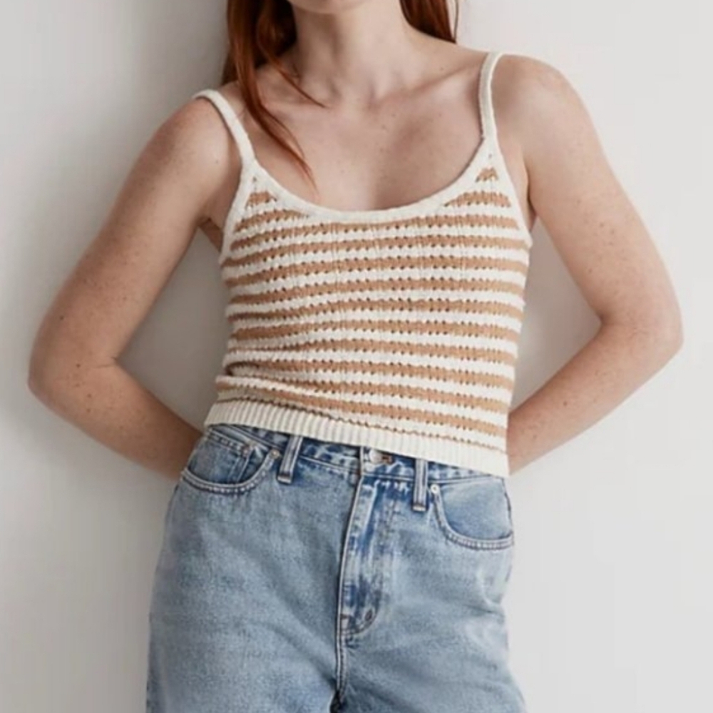 Madewell striped open-stitch sweater tank Large